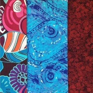 Cotton Fabric Flower Print Keepsake Calico Alexander Henry Blue Red Swirls